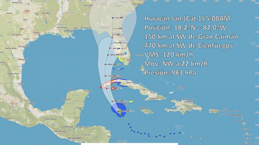 Ian se convierte en huracán al sur de la región occidental de Cuba